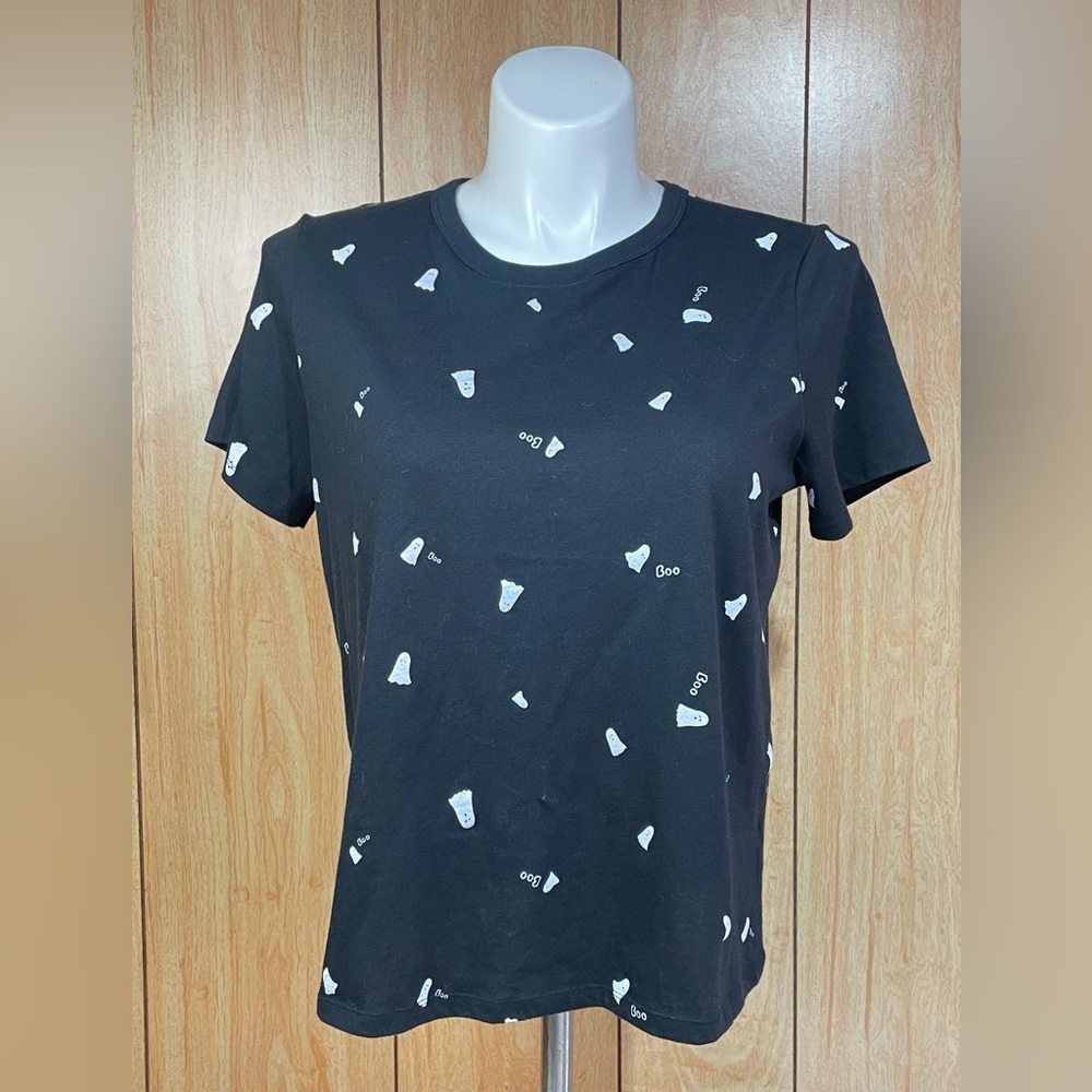 Old Navy Black and White Graphic Women's Tee SZ - L